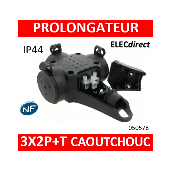 Legrand - Prolongateur caout 3 prises 2P+T 16A IP44 IK08 - Réf : 050578