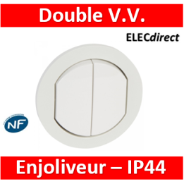Legrand Céliane - Enjoliveur double allumage blanc - IP44 - Réf : 067802