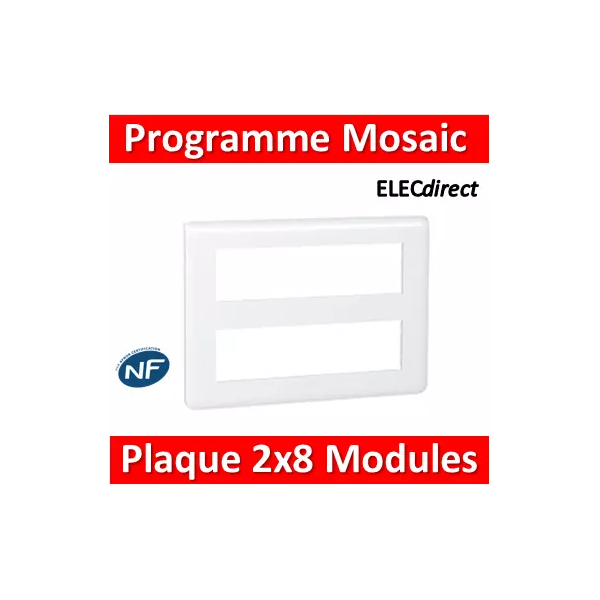 Legrand Mosaic - Plaque 2 x 8 modules - Blanc - 078837