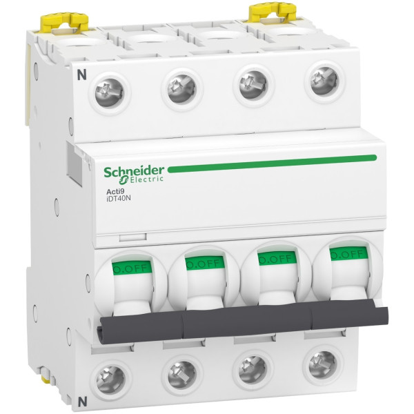 Schneider Acti9 iDT40N - disjoncteur modulaire - 4P - 63A - courbe C - 6000A/10kA A9P24463