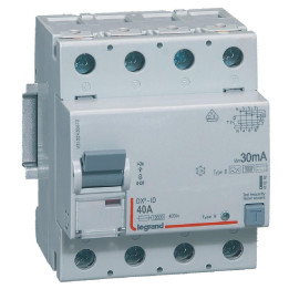 Legrand - Interrupteur différentiel DX³-ID arrivée haute et départ bas à vis - 4P 400V~ 40A typeB 30mA - 4 modules - 411846