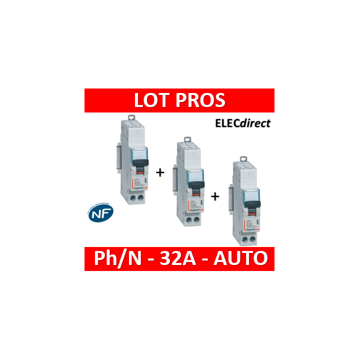 Legrand - Disjoncteur AUTO courbe D - DNX3 - 32A - Ph+N - 1M - 406812x3