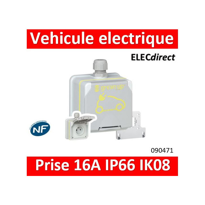 Legrand - Prise saillie étanche Green'up Access pour véhicule électrique - Modes 1 ou 2 - IP66 IK08 - 16A 230V - Réf : 090471