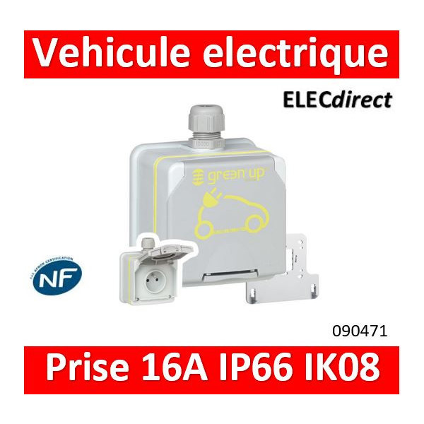 Legrand - Prise saillie étanche Green'up Access pour véhicule électrique - Modes 1 ou 2 - IP66 IK08 - 16A 230V - Réf : 090471