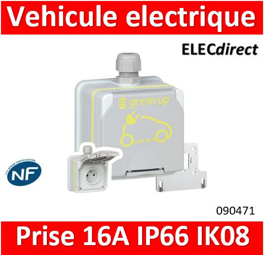 Legrand - Prise saillie étanche Green'up Access pour véhicule électrique - Modes 1 ou 2 - IP66 IK08 - 16A 230V - 090471