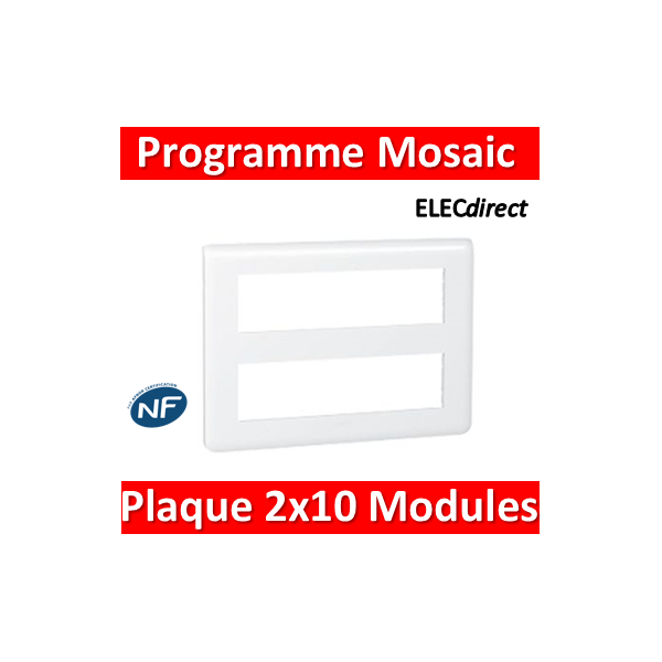 Legrand Mosaic - Plaque 2 x 10 modules - Blanc - 078828