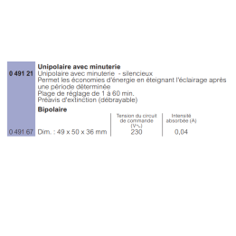 Legrand - Télérupteur unipolaire 10AX 230V~ avec minuterie - 049121