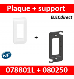 Legrand Mosaic - Plaque 1 module - 1 poste + support - 078801L+080250