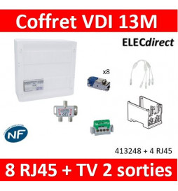 Legrand - Coffret VDI GRADE 2 avec brassage STP - 8 RJ45 / TV 2 sorties - 413248 + 413183x4 + 413180