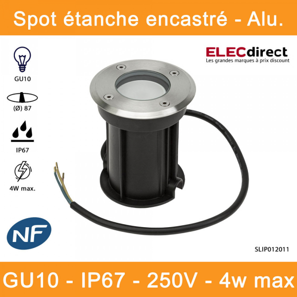 Spectrum - Spot extérieur étanche encastré de sol - LUKKA GU10 - Aluminium IP67 - SLIP012011