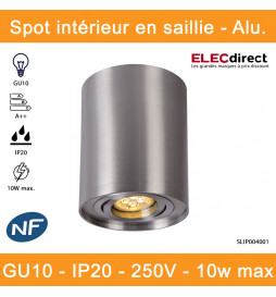 Spectrum - Spot intérieur en saillie - CHLOE GU10 aluminium - IP20, 10W LED max, A++ - Réf : SLIP004001