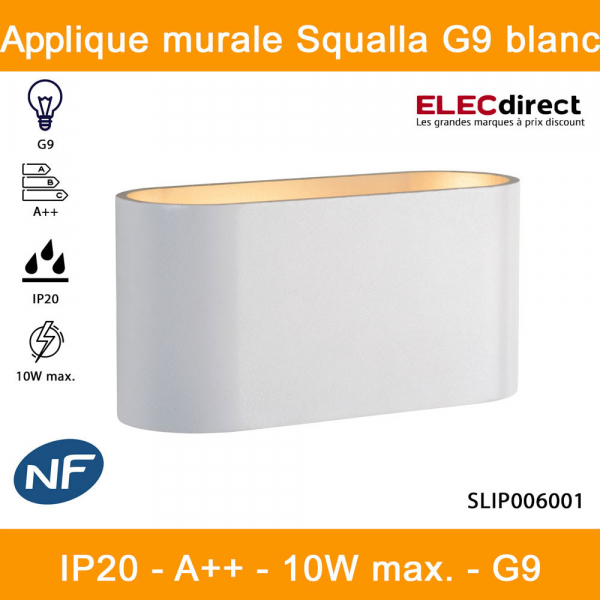 Spectrum - Applique murale intérieur bi-directionnelle - Squalla G9 blanc - IP20, 10W LED max, A++ - Réf : SLIP006001