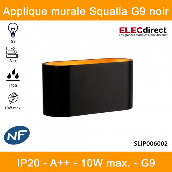 Spectrum - Applique murale intérieur bi-directionnelle - Squalla G9 noir - IP20, 10W LED max, A++ - Réf : SLIP006002