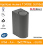 Spectrum - Applique murale extérieure - Torre GU10x2 bi-directionnelle gris - IP54, 2x20W max. - A++ - Réf : SLIP007004