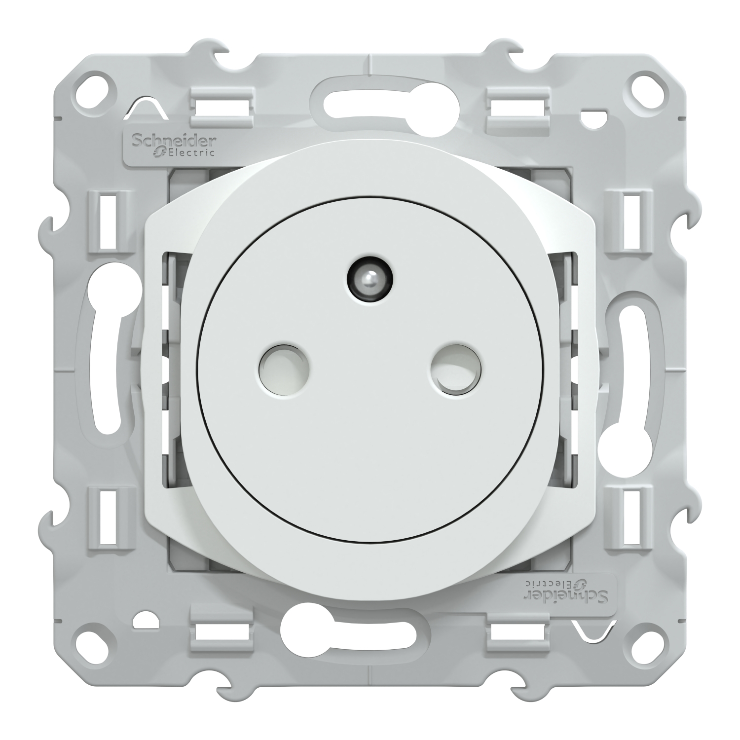 Schneider - Prise de courant face avant Odace affleurante - Blanc - 2P+T - 16A - 250V - Bornes auto - Réf : S520052