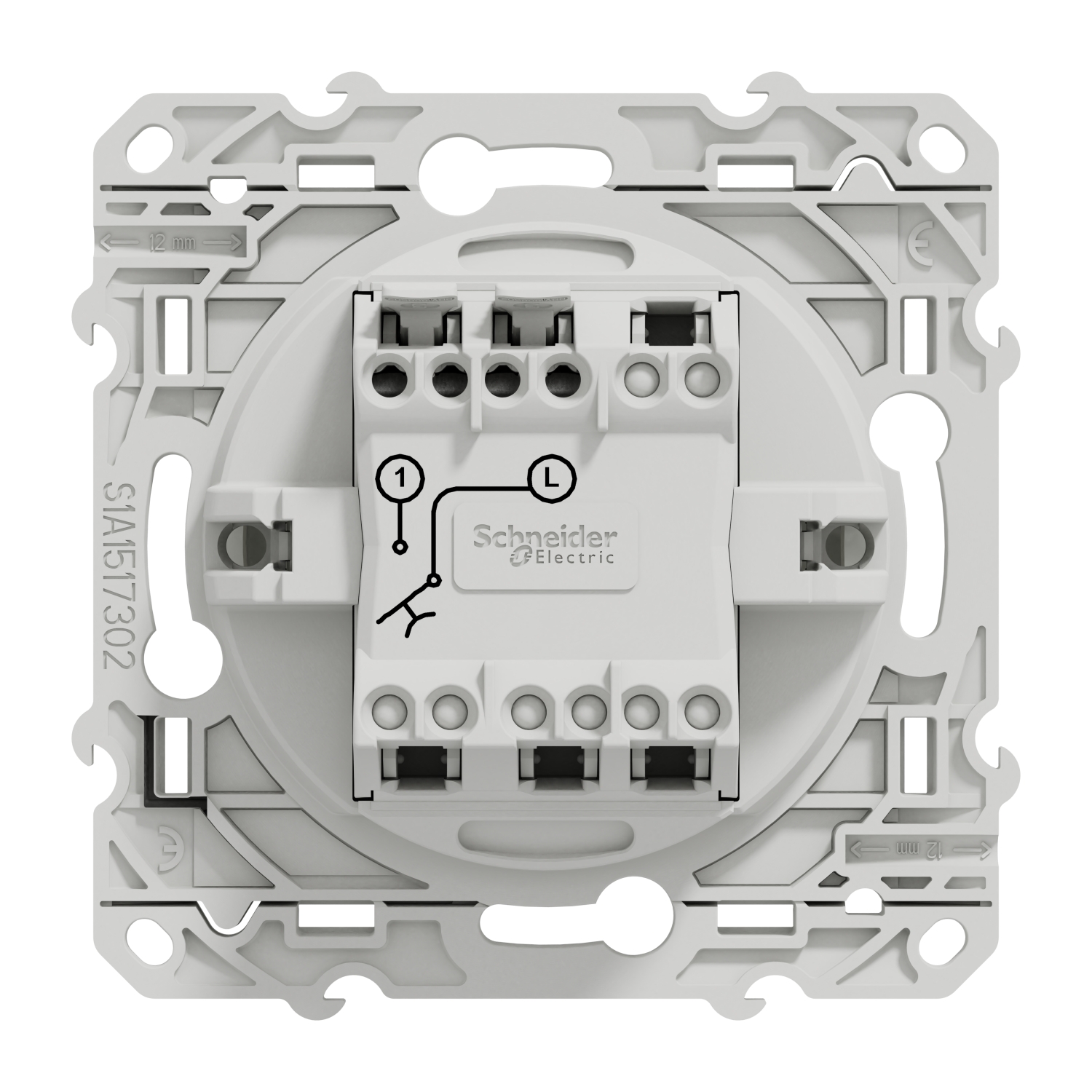 Schneider - Bouton poussoir Odace face arrière - Blanc - 10A - 250V - Bornes auto - Réf : S520206