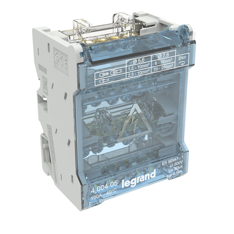 Legrand - Répartiteur à barreaux étagés tétrapolaire - 125A - 4P - 10 départs - 6 modules - Réf : 400408 