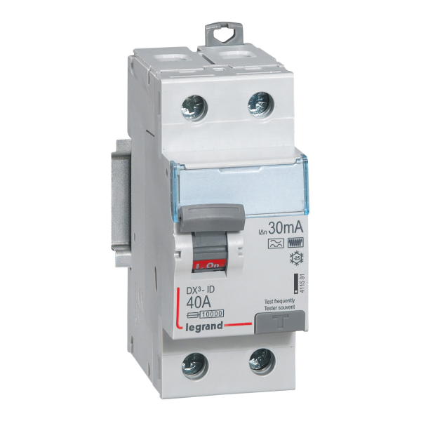 Legrand interrupteur différentiel DX3-ID 2P 40A type F 30mA réf 411591 vue face