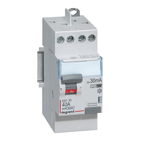 Legrand interrupteur différentiel DX3-ID 2P 40A type F 30mA réf 411623 vue dos