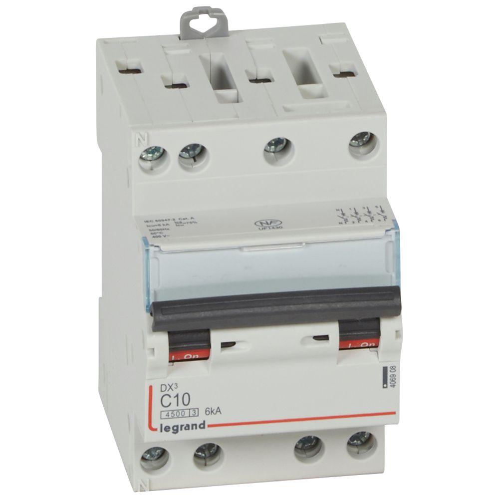 Disjoncteur Legrand DX³ 4P 10A Courbe C réf. 406908