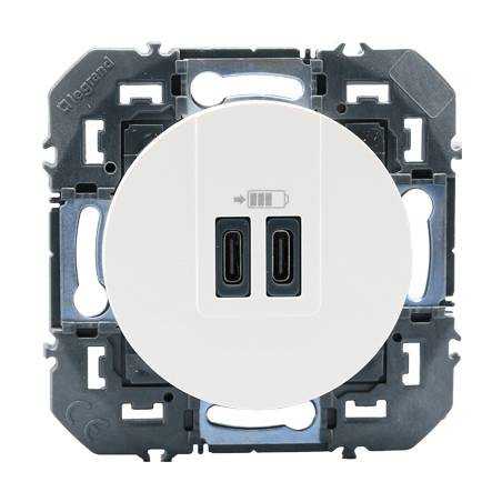 Legrand - Double chargeur USB Type-A Dooxie - 2,4A - Finition Blanc - Réf : 600343