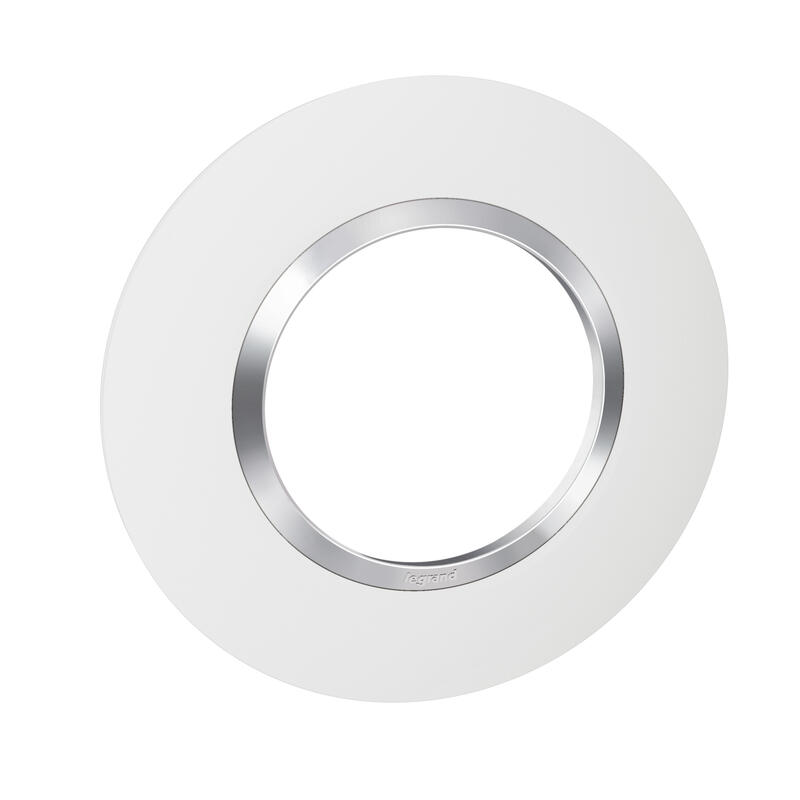 Legrand - Plaque Ronde 1 Poste Dooxie - finition Blanc avec bague effet Chrome - Réf : 600973