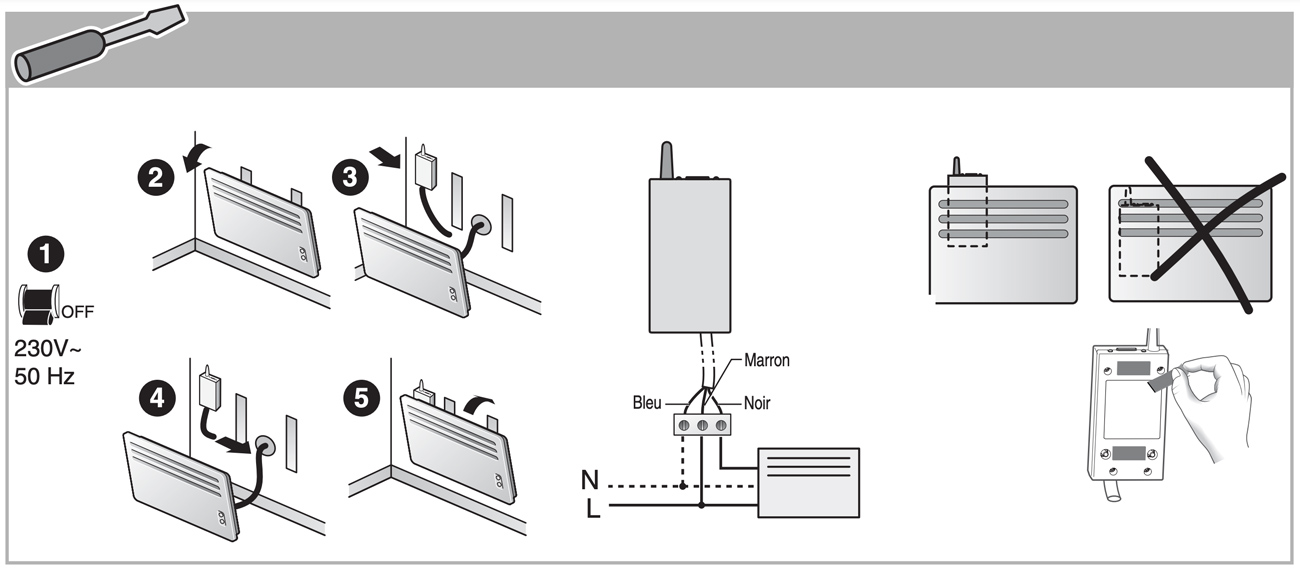 Delta Dore - Récepteur pour chauffage connecté - Câblage - Réf : RF 6600 FP
