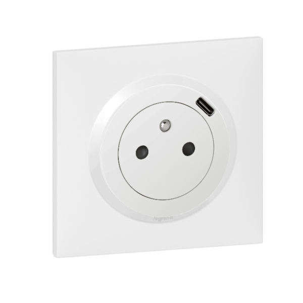 Pack prise 2P+T avec USB Type-C Dooxie + plaque 1 poste Legrand réf 600341 600801