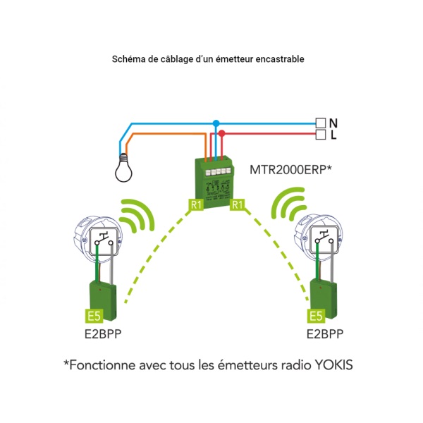 Yokis - Emetteur Radio Encastrables 2 Canaux Gamme Radio POWER - E2BPP - 5454413