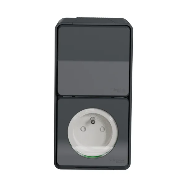 Schneider – Prise 2P+T + va-et-vient vertical saillie IP55 IK08 Mureva Styl – Réf : MUR36025