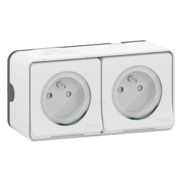 Schneider – Double prise 2P+T précâblée horizontale IP55 IK08 Mureva Styl – Réf : MUR36027