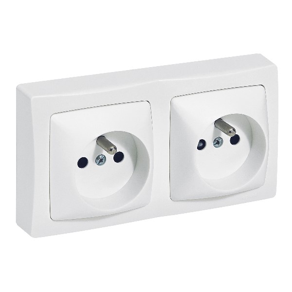 Prise de courant 2x2P+T à bornes auto - Legrand - blanc