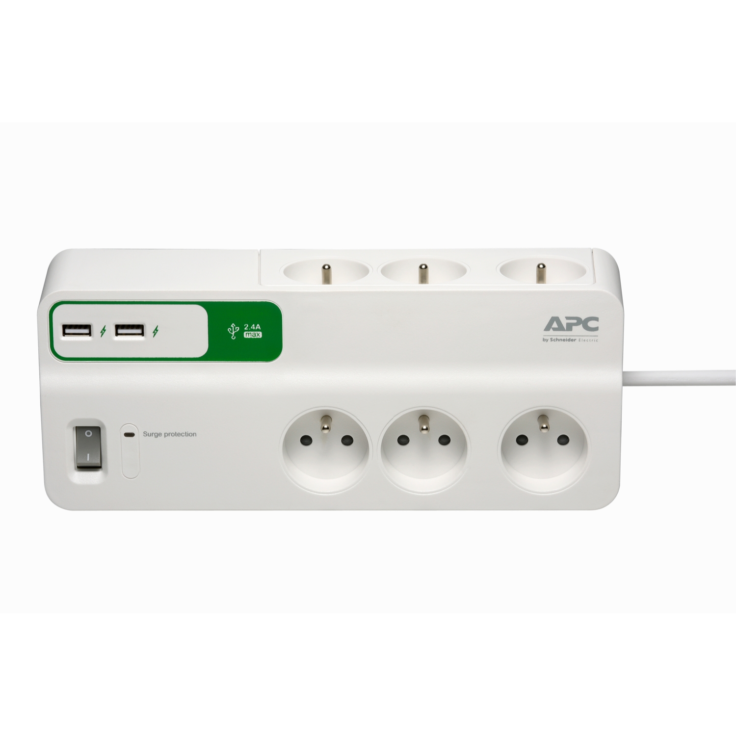 Schneider - APC - SurgeArrest - Parasurtenseurs - 6 prises 10A - 2 prises USB - Réf : PM6U-FR