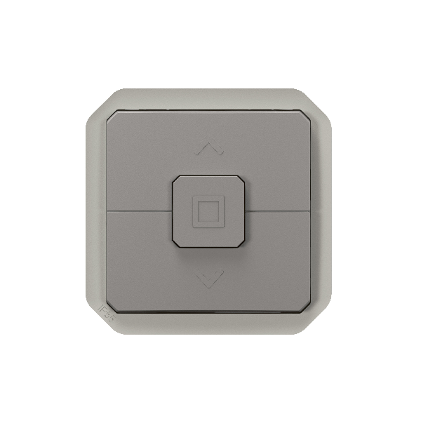 Plexo - interrupteur étanche pour commande directe de moteur de volets roulants - finition gris - Réf : 069538L - Vue de face