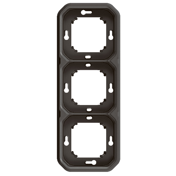 Plexo support plaque étanche pour montage encastré 3 postes anthracite Réf 069608L vue arrière