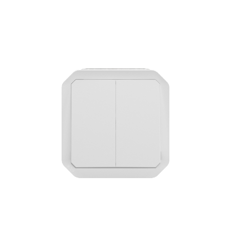 Plexo - commande double étanche pour réaliser 3 fonctions - finition blanc - Réf : 069625L - Vue de face