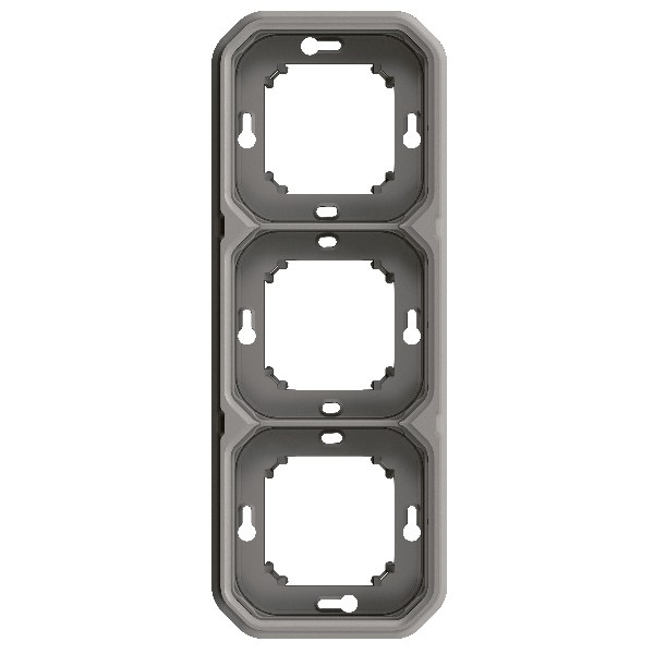 Plexo support plaque étanche pour montage encastré 3 postes gris Réf 069687L vue arrière