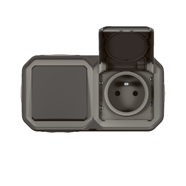 Legrand - Plexo L - Prise de courant + Interrupteur - Saillie - Anthracite - IP55/IK08 - Réf : 070067