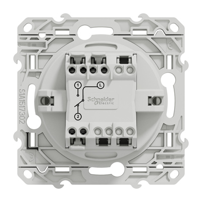 Schneider - Interrupteur va et vient Odace face arrière - Blanc - 10A - 250V - Bornes auto - Réf : S520204