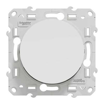 Schneider - Bouton poussoir Odace face avant - Blanc - 10A - 250V - Bornes auto - Réf : S520206