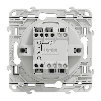 Schneider - Interrupteur va et vient Odace face arrière - Alu - 10A - 250V - Bornes auto - Réf : S530204