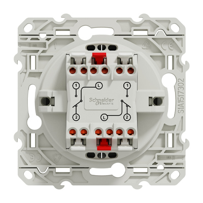 Schneider - Interrupteur double va et vient Odace face arrière - Alu - 10A - 250V - Bornes auto - Réf : S530214