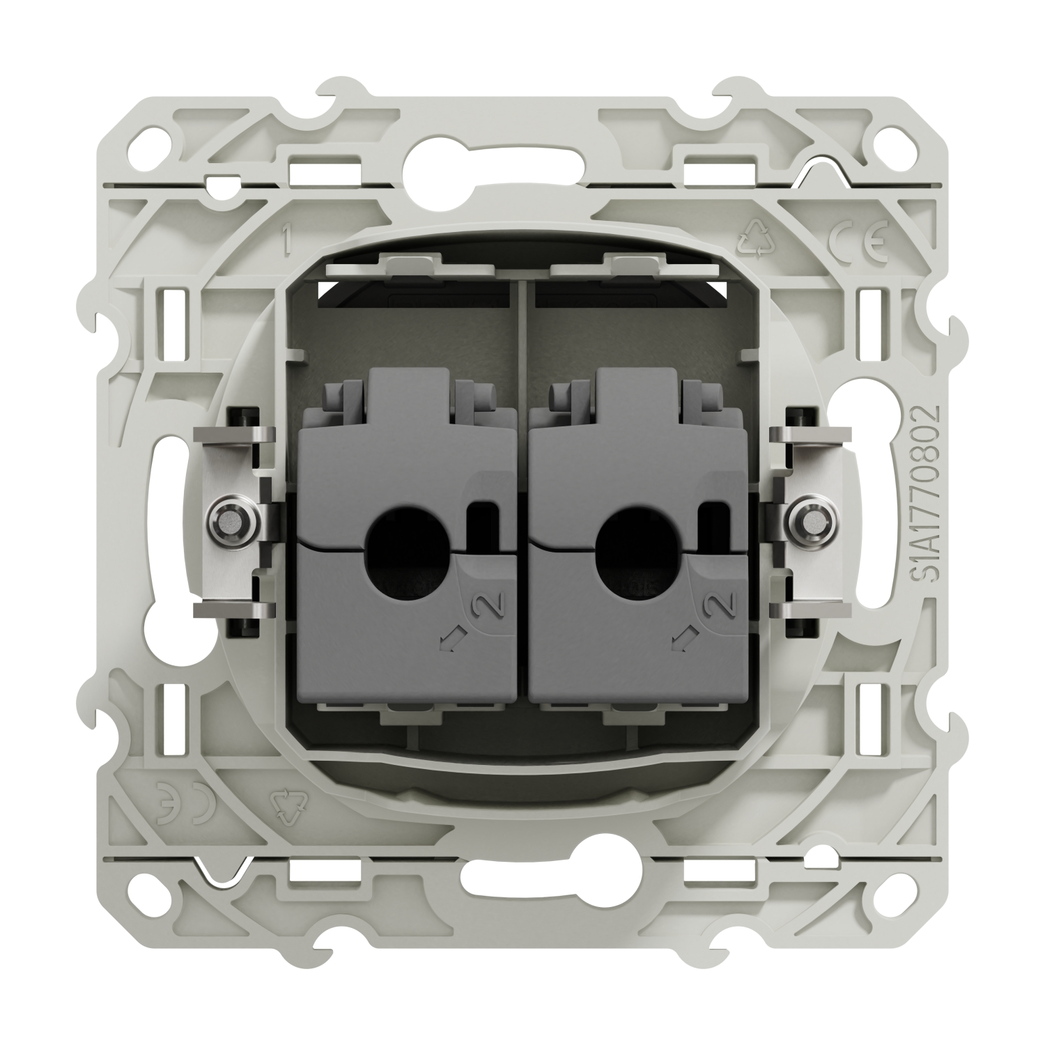 Schneider - Double Prise RJ45 Cat.6 STP Odace - Alu - Grade 3 - Réf : S530486