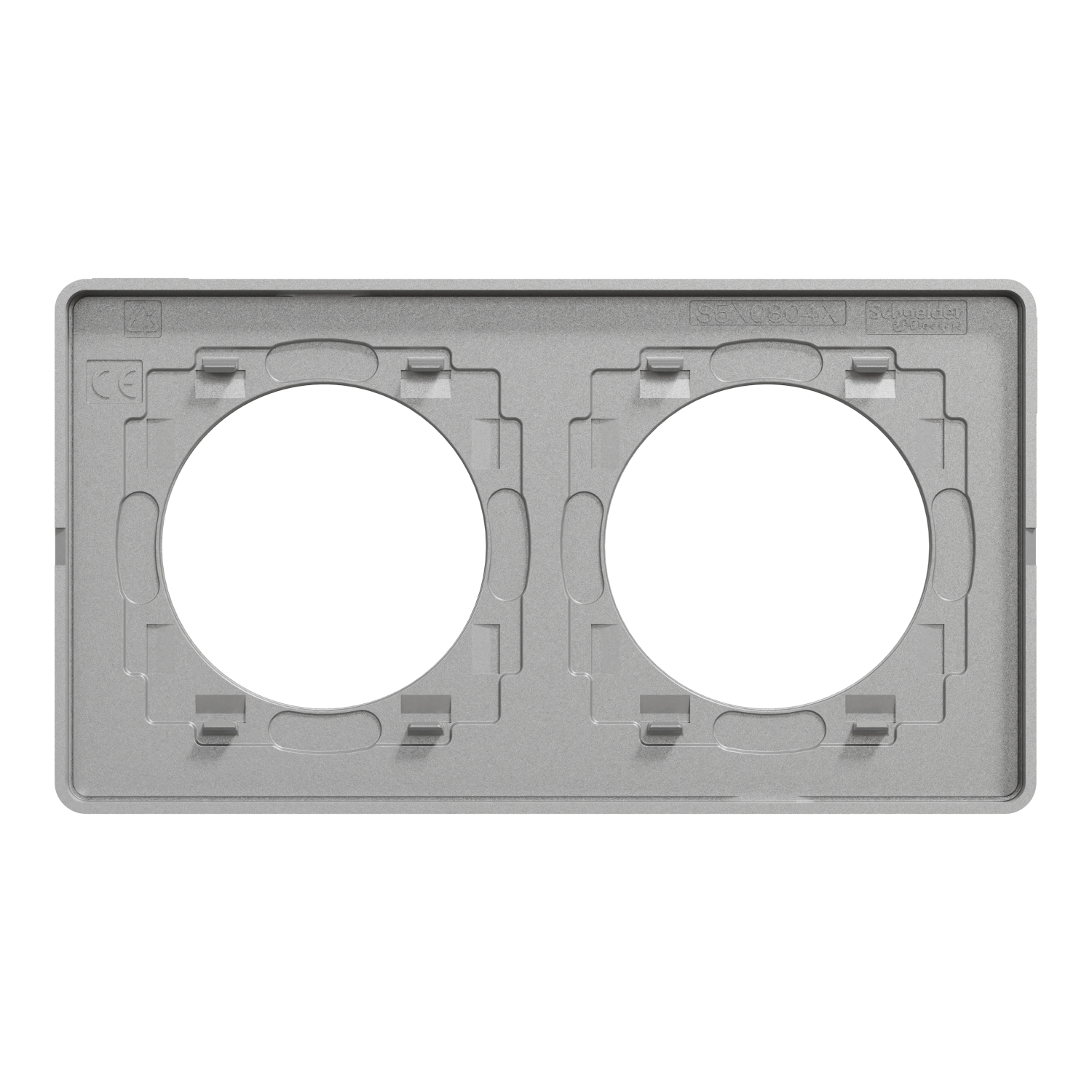Schneider - Plaque 2 poste Aluminium Odace Touch - Finition Ardoise avec liseré alu - Réf : S530804V