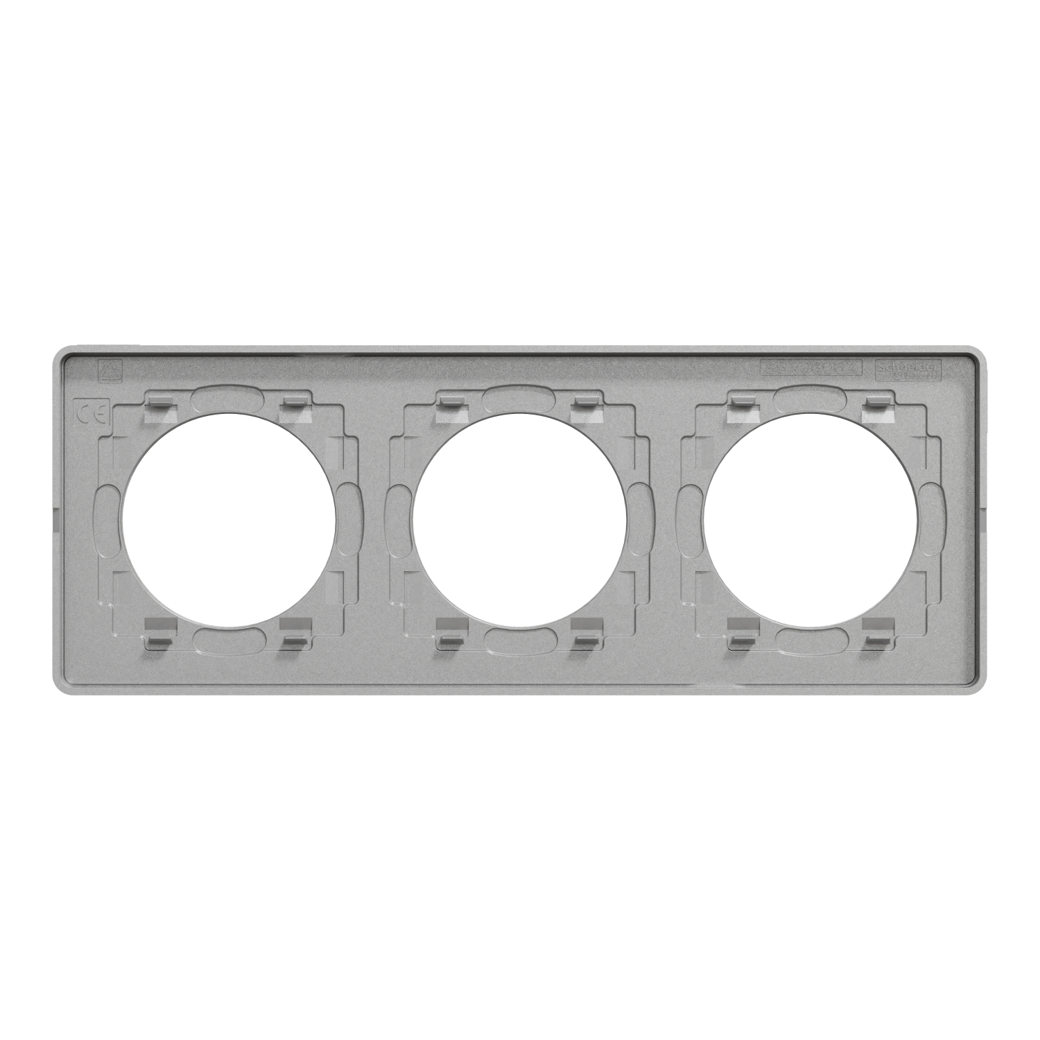 Schneider - Plaque 3 poste Aluminium Odace Touch - Finition Ardoise avec liseré alu - Réf : S530806V
