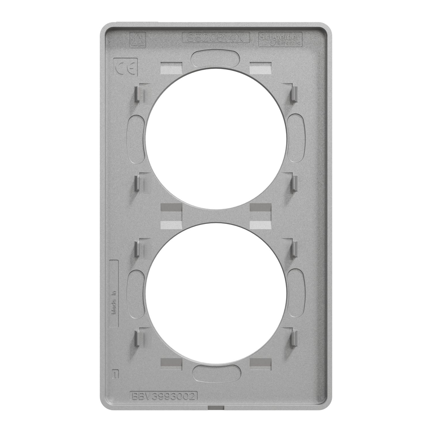 Schneider - Plaque 2 postes verticaux Aluminium Odace Touch - Entraxe 57 mm - Finition Ardoise avec liseré alu - Réf : S530814V