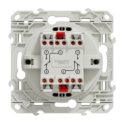 Schneider - Interrupteur double va et vient Odace face arrière - Anthracite - 10A - 250V - Bornes auto - Réf : S540214