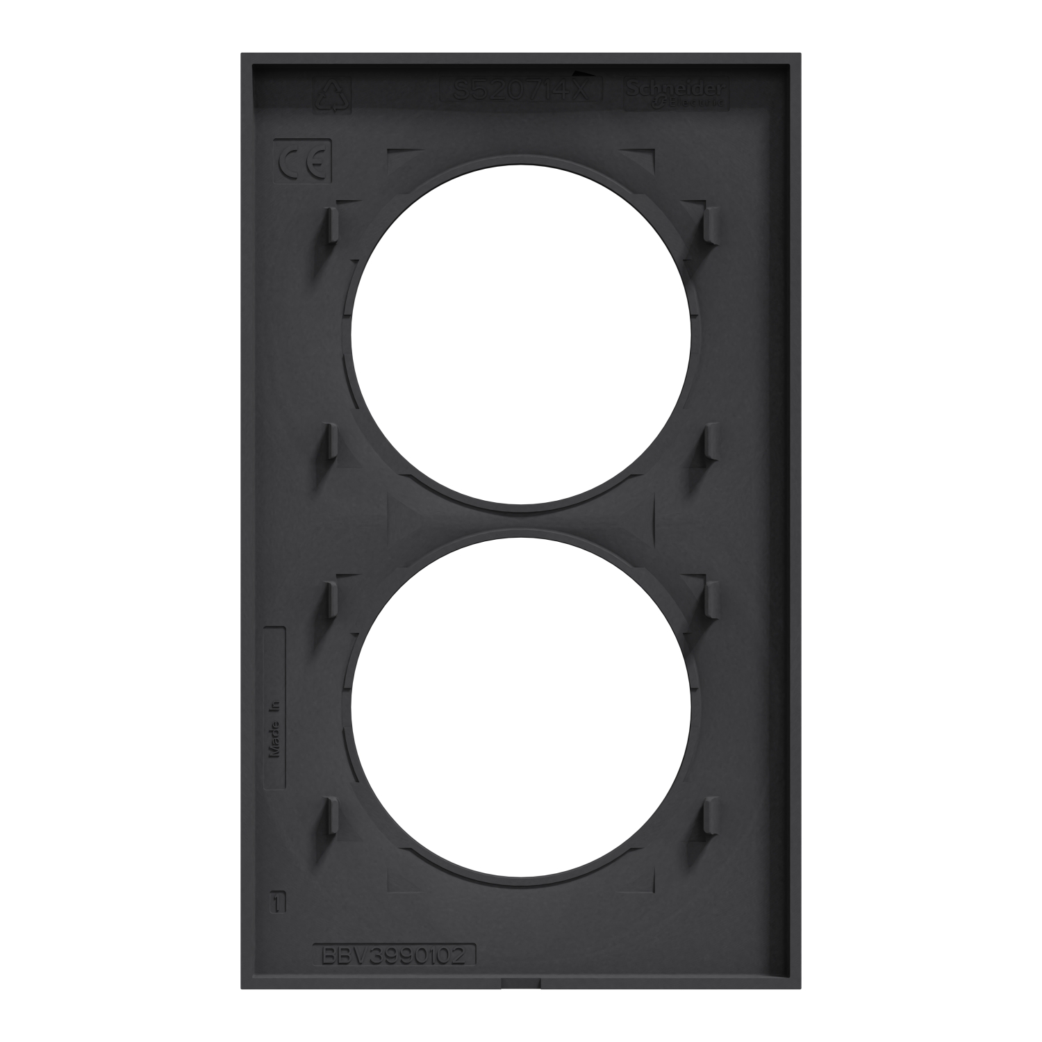 Schneider Odace - Plaque 2 postes entraxe 57 mm - Vertical - ANTHRACITE - Réf : S540714