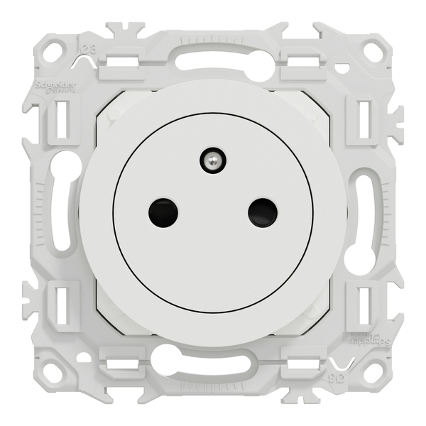 Schneider - Odace 2025 - LOT de 120 Prises de courant 2P+T affleurante - Blanc craie - Réf. : S920052 x 120 - Vue de face
