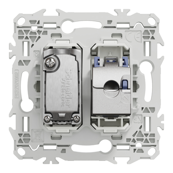 Schneider - Odace 2025 - LOT de 10 Prises mixte RJ45 Cat.6 STP + TV - Blanc craie - Réf : S920141 x 10 - Vue de dos